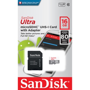 SanDisk 16GB Ultra UHS-I microSDHC Memory Card